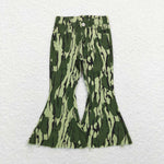 P0372 Camo Denim Flared Pants Girls Jeans