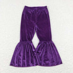 P0385 Purple Velvet Girl's Flare Pants