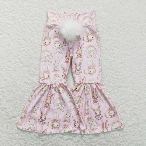 P0387 Easter Rabbit Pink Girl's Flare Pants