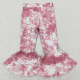 P0399 Tie Dry Pink Flared Pants Girls Jeans