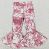 P0399 Tie Dry Pink Flared Pants Girls Jeans