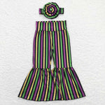 P0405 Mardi Gras Stripe Girl's Flare Pants