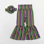 P0405 Mardi Gras Stripe Girl's Flare Pants