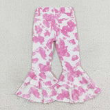 P0406 Cow Pink Flared Pants Girls Jeans