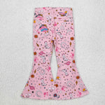 P0407 Fashion Pink Flared Pants Girls Jeans