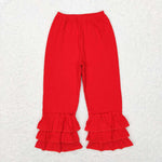 P0409 Red Ruffles Leggings Girl's Pants