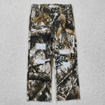 P0410 Hunting Branches Ripped Straight Pants Kids Jeans