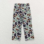 P0413 Hunting Camo Ripped Straight Pants Kids Jeans