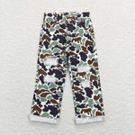 P0413 Hunting Camo Ripped Straight Pants Kids Jeans