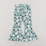 P0414 Western Turquoise Flared Pants Girls Jeans