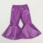 P0419 Boutique Purple Leather Flared Girl's Pants