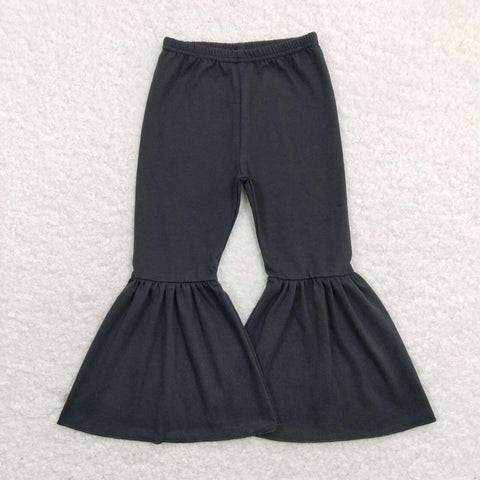 P0422 Black Cotton Girl's Flare Pants