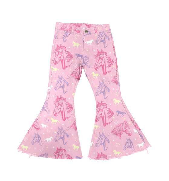 P0344 Howdy yall Love Pink Girl's Flare Pants