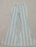 P0458 Fashion Adult Stripe Blue Jeans Flared Pants