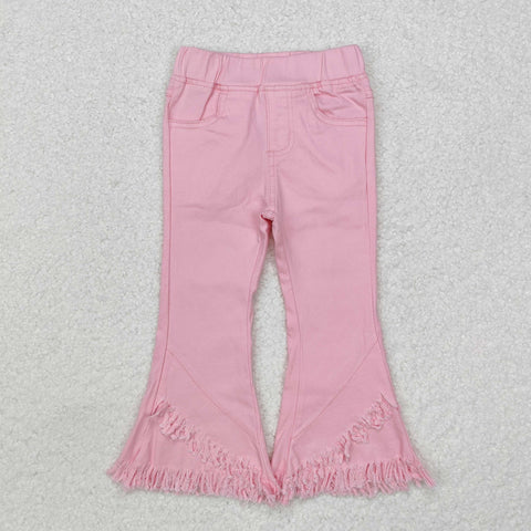 P0463 Pink Tassel Denim Flared Girl's Pants Jeans