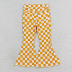 P0468 Yellow Plaid Girl's Pants Jeans