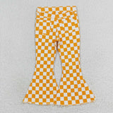 P0468 Yellow Plaid Girl's Pants Jeans