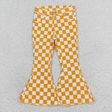 P0468 Yellow Plaid Girl's Pants Jeans