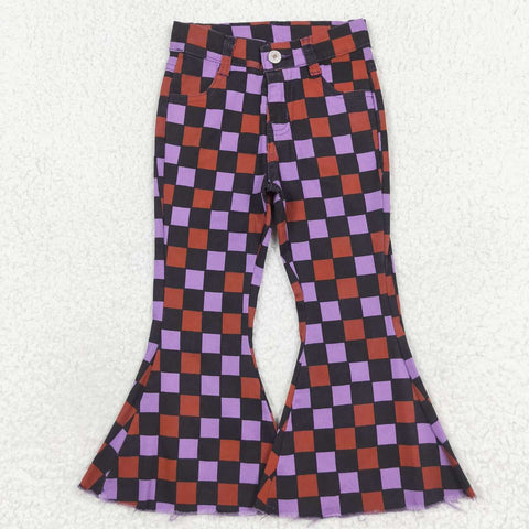 P0471 Plaid Purple Girl's Pants Jeans