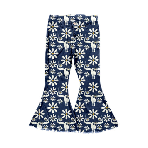 Preorder P0474 Sky Bull Flower Girl's Pants Jeans