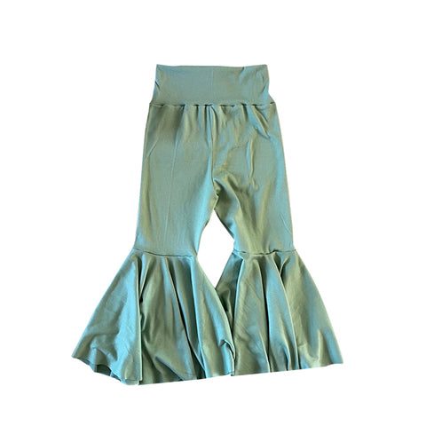 Preorder 06.14 P0493 Green Cotton Girl's Flare Pants