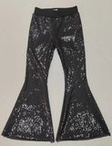 P0495 Fashion Sequins Black Girls Flared Pants