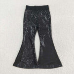 P0495 Fashion Sequins Black Girls Flared Pants