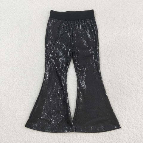 P0495 Fashion Sequins Black Girls Flared Pants