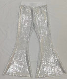 P0496 Fashion Sequins White Girls Flared Pants