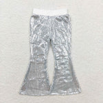 P0496 Fashion Sequins White Girls Flared Pants