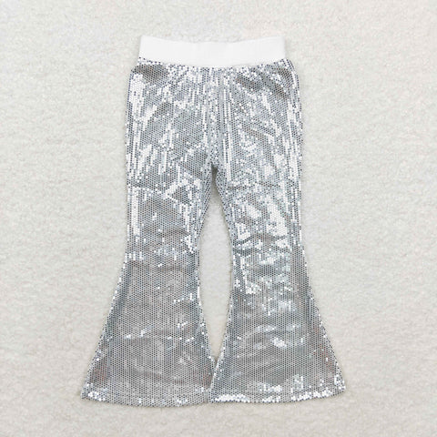 P0496 Fashion Sequins White Girls Flared Pants