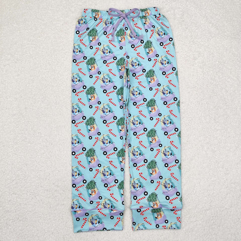 P0565 Christmas Cartoon Blue Dog Women Adult's Pants