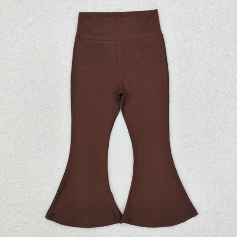 P0571 Solid Brown Color Sports Yoga Girls Flare Pants