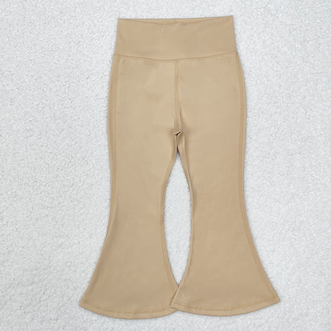 P0574 Solid Khaki Color Sports Yoga Girls Flare Pants