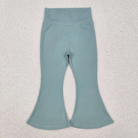 P0575 Solid Green Sports Yoga Girls Flare Pants