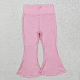 GLP3856 Flower Floral Pullover Pink Yoga Girls Flared Pants Set