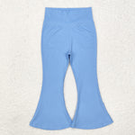 P0577 Solid Blue Color Sports Yoga Girls Flare Pants