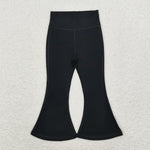 P0578 Solid Black Color Sports Yoga Girls Flare Pants