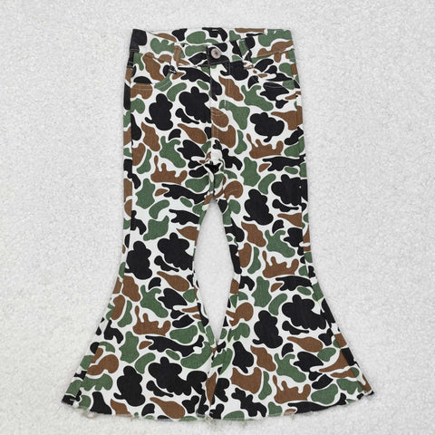 P0582 Camouflage Amry Green Flared Girl's Pants Jeans