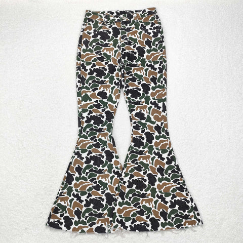 P0583 Camouflage Amry Green Adult Jeans Flared Pants