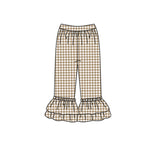 P0607 Plaid Leggings Ruffles Girl's Pants