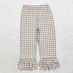 P0607 Plaid Leggings Ruffles Girl's Pants