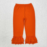 P0634 Orange Ruffles Girl's Legging Pants