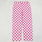 P0648 Pink Plaid Women Adult's Pants