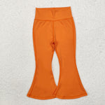 P0684 Solid Orange Sports Yoga Girls Flare Pants