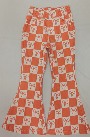 Preorder P0733 Bows Orange Girl's Denim Pants Jeans