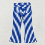 P0761 Blue Stripe Girl's Denim Pants Jeans