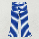 P0761 Blue Stripe Girl's Denim Pants Jeans