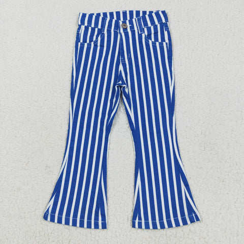 P0761 Blue Stripe Girl's Denim Pants Jeans