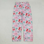 P0766 Christmas Coquette Bows Pink Women Adult's Pants